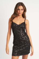 Chic Spaghetti Strap Sequin Mini Dress, Dresses, $ 75.00, A Moment Of Now™